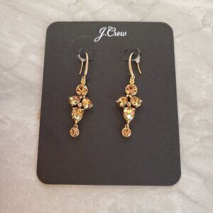 ✨ NEW J.Crew Gold Rhinestones Crystals Cluster Drop Dangle Statement Earrings ✨